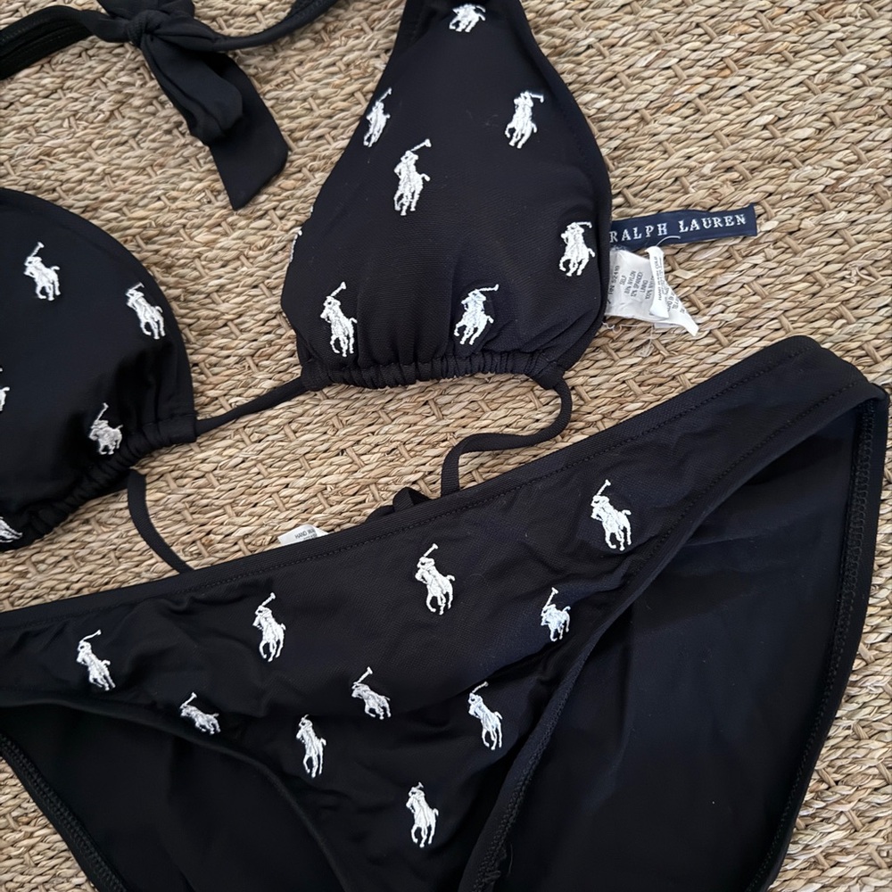 Ralph Lauren Black Swimwear with White Embroidery - Picture 2 of 3
